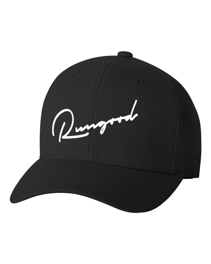 RUNGOOD Cursive Flex-Fit Hats - White and Black