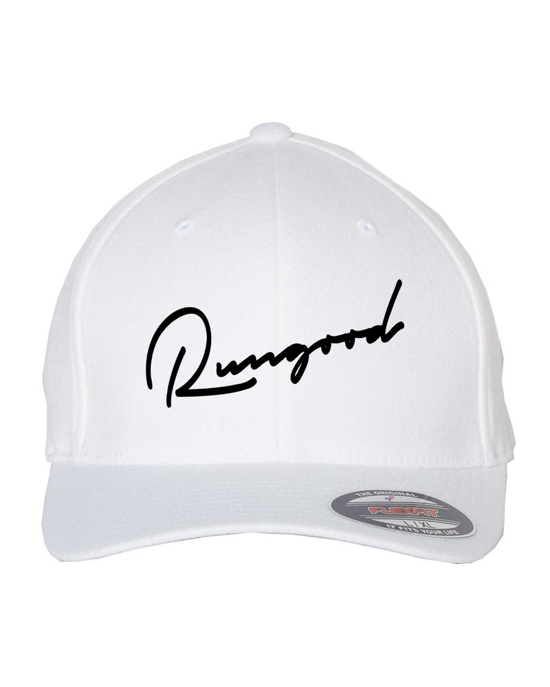 RUNGOOD Cursive Flex-Fit Hats - Black and White