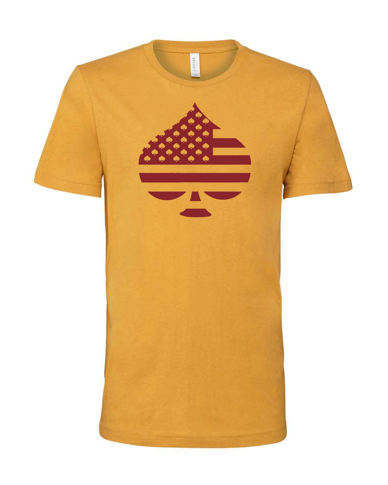 RUNGOOD Four Suits Tee: Spade - Gold and Maroon