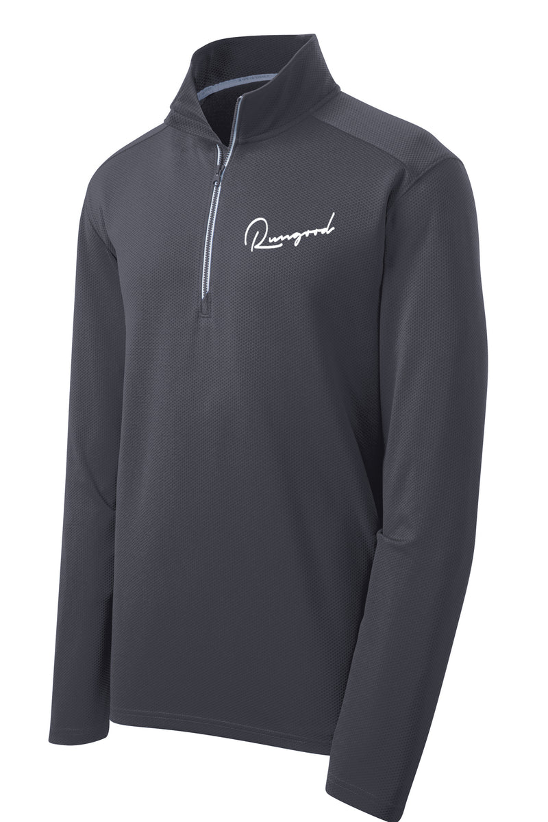 RUNGOOD Cursive Quarter Zip - Charcoal